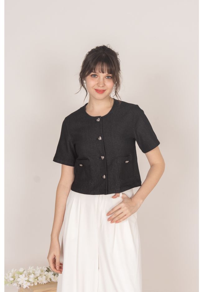 NARDI SHORT SLEEVE DENIM TOP