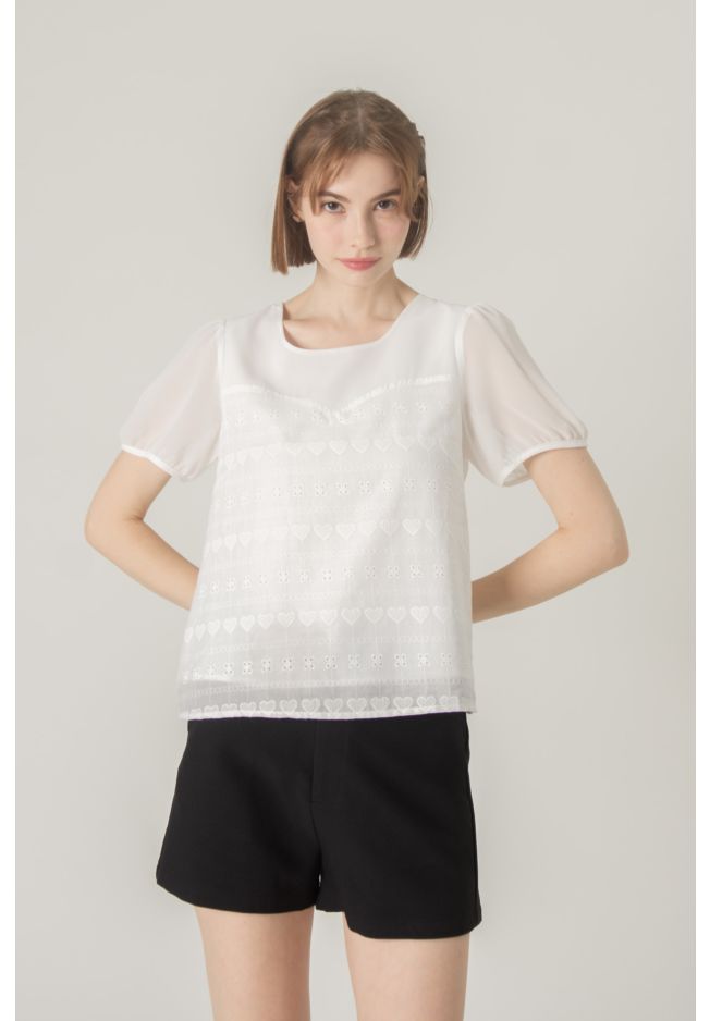 ELLER EYELET SHORT SLEEVE TOP
