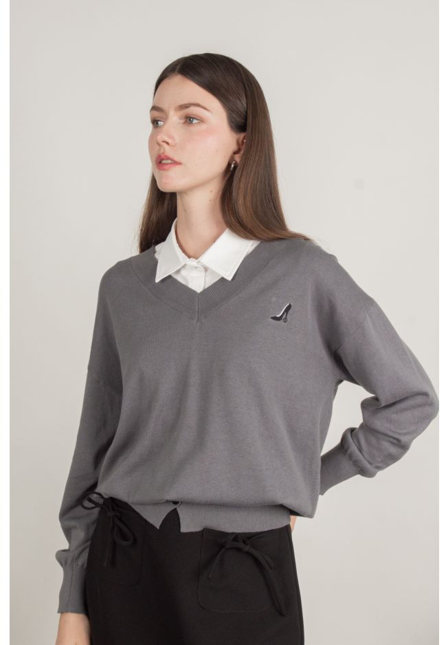 DEVIL WEARS PRADA TWO-WAY COLLAR KNIT PULLOVER