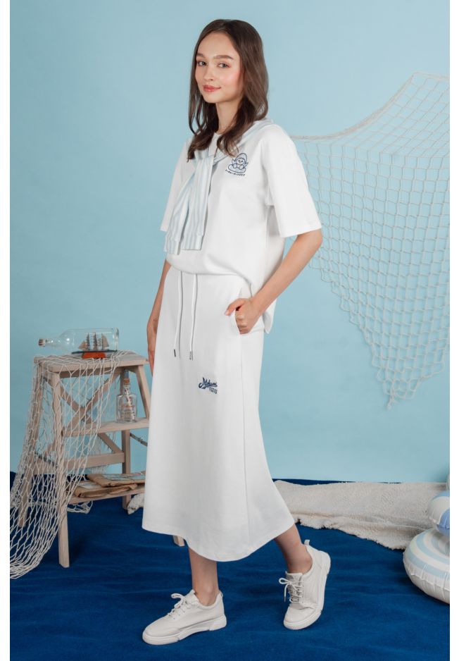 MOFUSHARK SAILOR MIDI SKIRT