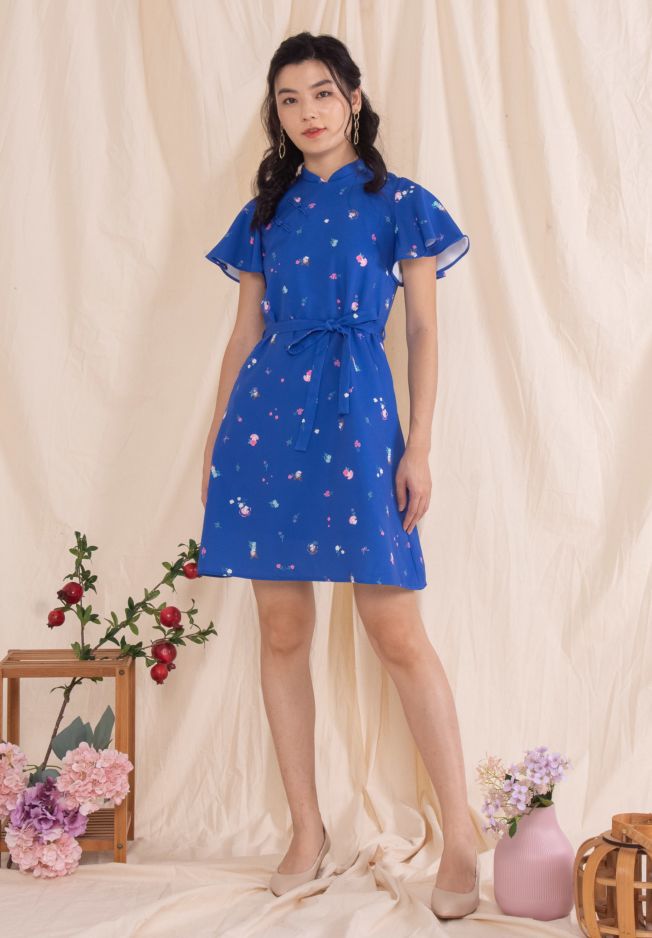 MY MELODY AND KUROMI SPRING FLOWER DETACHABLE COLLAR CHEONGSAM DRESS