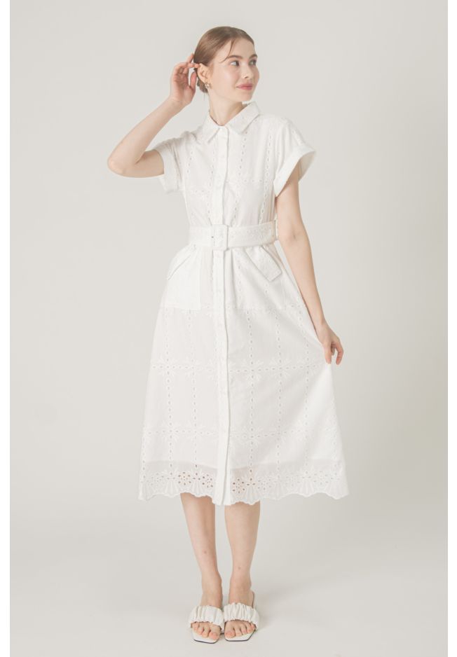 LINDE EYELET COLLAR DRESS