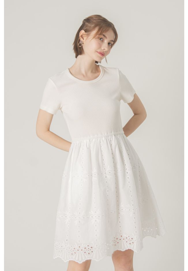 CATIE EYELET MIDI DRESS