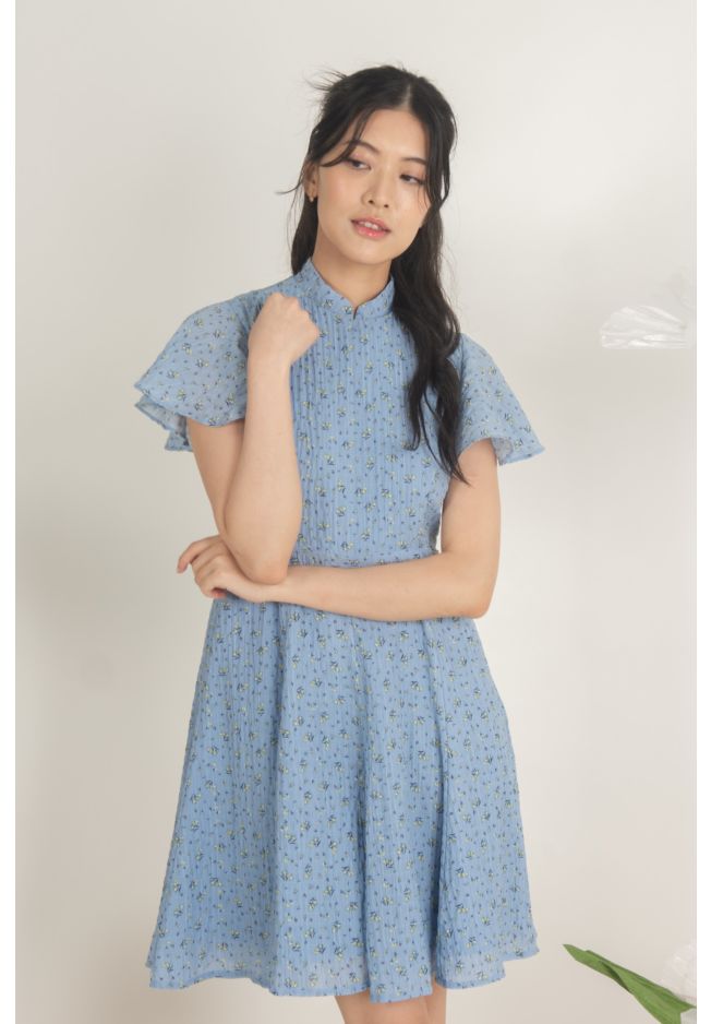 ADYLENE FLORAL DETACHABLE COLLAR CHEONGSAM DRESS