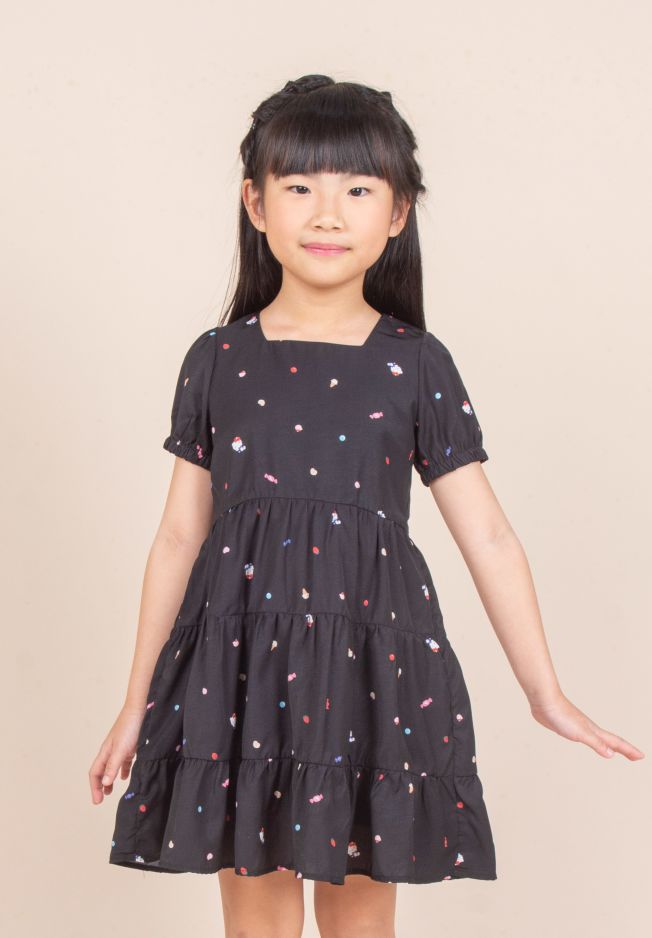 HELLO KITTY 50TH GUMBALL SQUARE NECK DRESS - KIDS